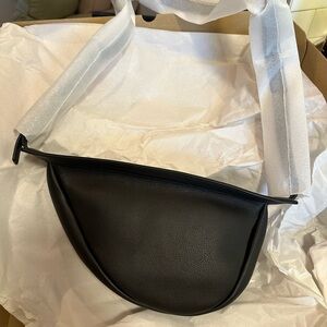 The Row Slouchy Banana Black Leather Crossbody Bag